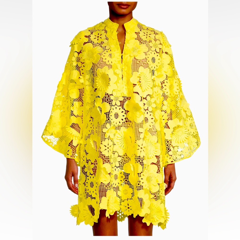 La Vie Style House Floral Lace Mini Caftan